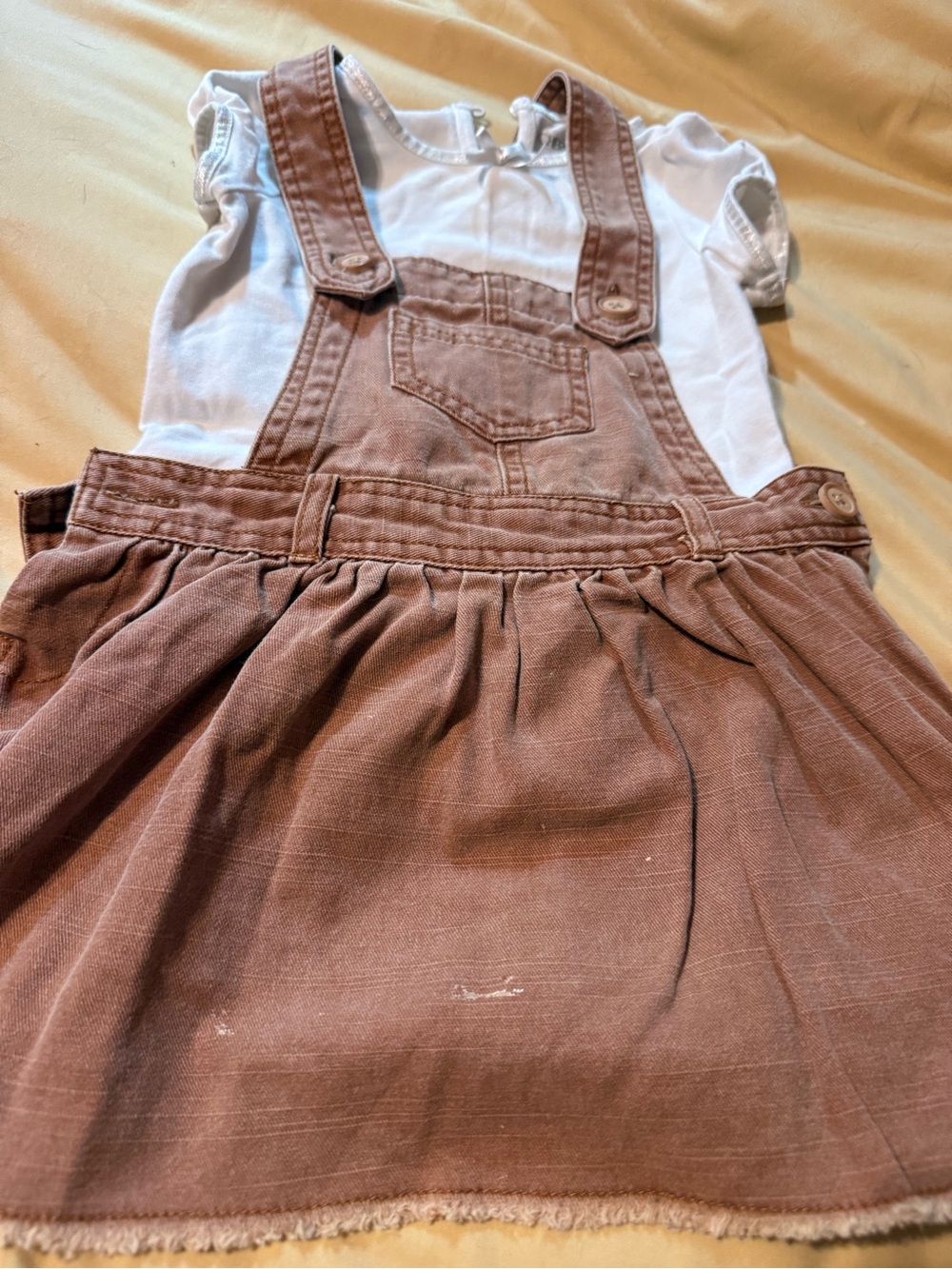 Art Class 18m Girls' Brown Overall Skirt with White Tee